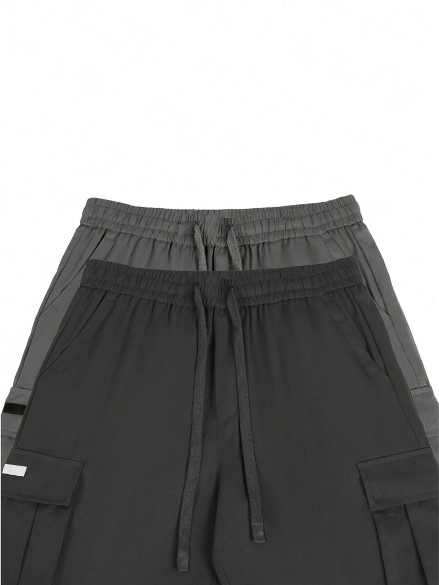 Bovista Korte Broek Heren Cargobroek Spijkerbroek met Zakken Volwassenen Jongens Shorts 2 Pcs + Zwart