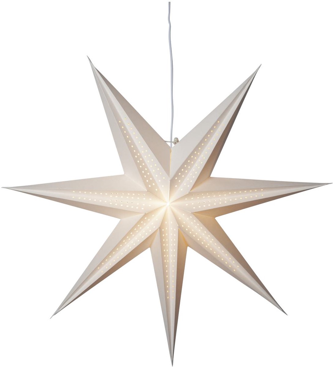 Star Trading Grote papieren ster 'Point' in wit, decoratief vouw- en gatenpatroon, 7-puntig, Ø 60 cm