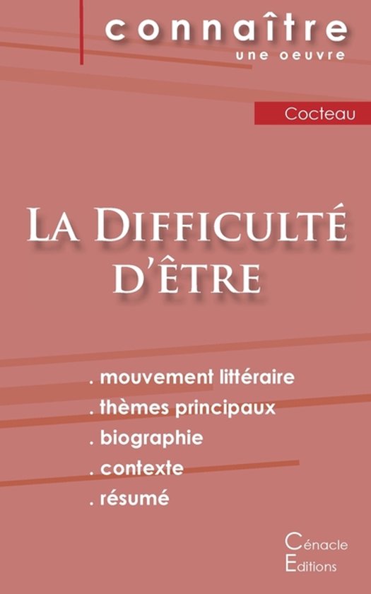 Fiche de lecture La Difficulté d'être de Jean Cocteau (Ana ... - cover