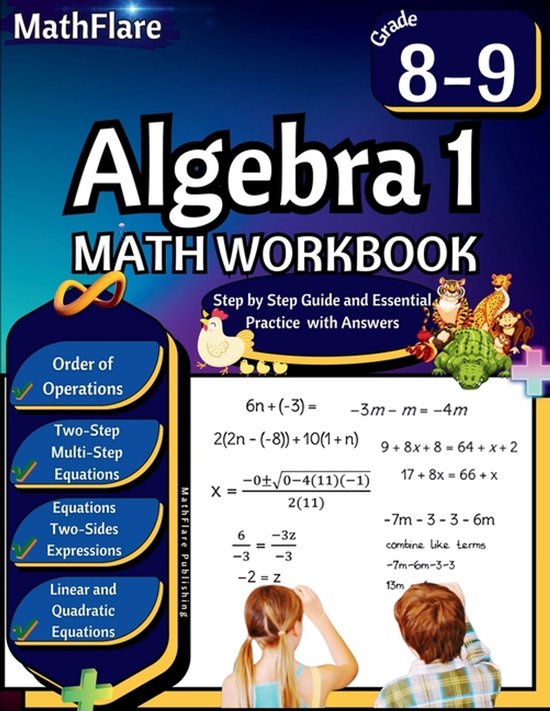 Mathflare Workbooks- Algebra 1 Workbook 8th and 9th Grade - cover
