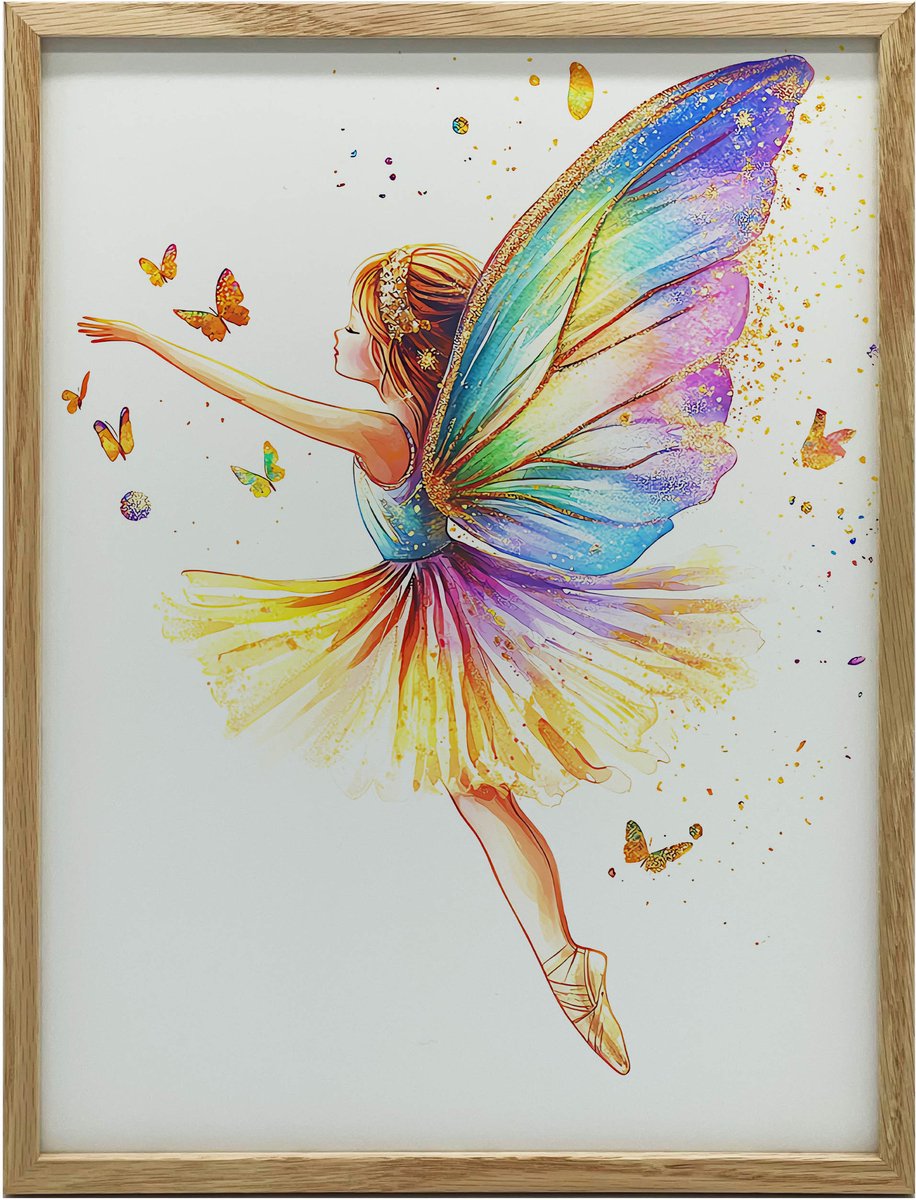 Muurposter In Houten Lijst Ballerina Dansend 50X70 Cm