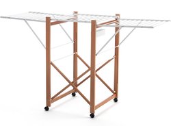 Inklapbaar Droogrek van Hout - 21 Meter Waslijn, Kersenkleur, Compact en Lichtgewicht