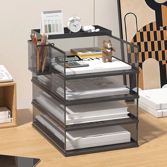 SANRUI Acryl Stapelbare Brievenlade Clear Paper Tray Desk