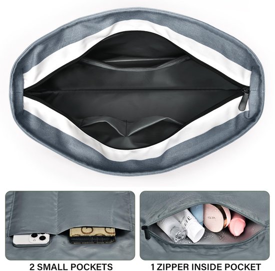 Unyqoos® Sac de plage XXL élégant avec fermeture éclair pour femme – Design imperméable et pliable, idéal pour les vacances et le Sport