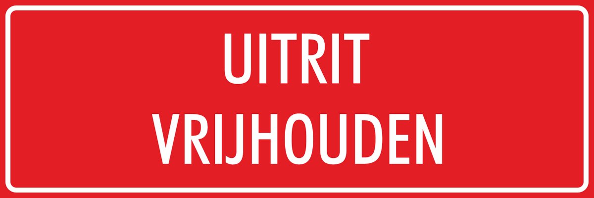 'Uitrit vrijhouden' bordjes - Rood - 30 x 10 cm - Dubbelzijdige tape
