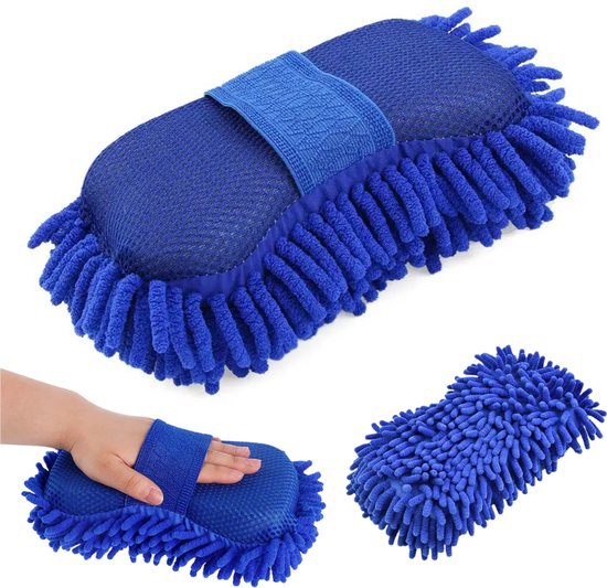Éponge pour voiture - Éponge en microfibre de Premium - Lessive de voiture - Polissage de voiture - Lavage de voiture - Nettoyage - Blauw