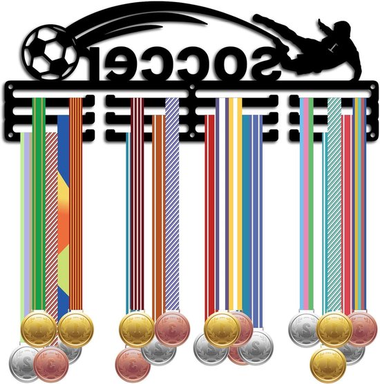 CREATCABIN Voetbalmedaillehanger display voetbal medaillehouder rek sport metalen hangende onderscheidingen ijzer kleine mount decor awards voor muur thuis badge race gymnastiek zwemmen