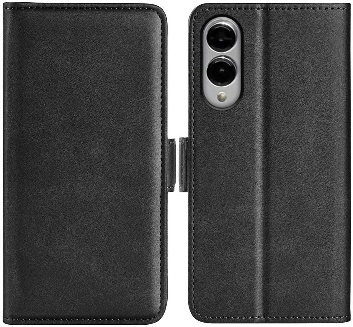 Mobigear Telefoonhoesje geschikt voor Samsung Galaxy S25 Edge Hoesje | Mobigear Slim Magnet Bookcase Portemonnee | Pasjeshouder voor 3 Pasjes | Telefoonhoesje voor Pinpas / OV Kaart / Rijbewijs - Zwart