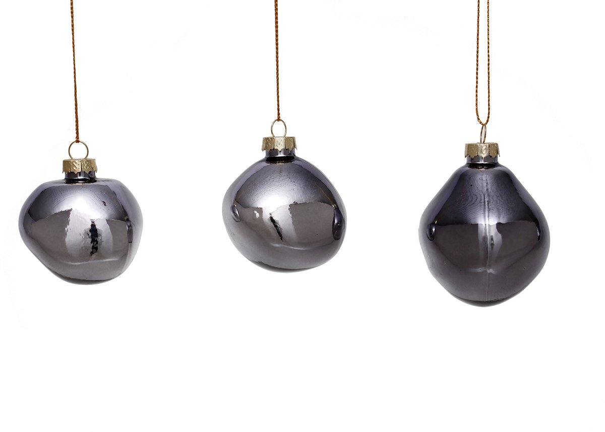 by Mooss - Kerstballen - Set van 6 - Smoked Grey - Organisch - Ø 6 cm - Kerst