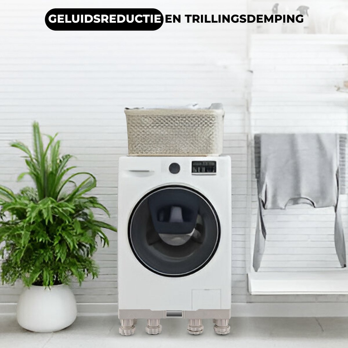 2 stuks instelbare wasmachine-onderstel, meubelwielen van roestvrij staal, single kan