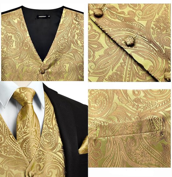 Gilet Costume Homme Doré à Paillettes - Style Victorien Steampunk Gothique - Pour Mariage, Cosplay, Fête - Fermeture Boutons, Dos Ajustable