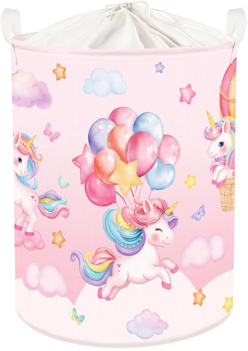 Unyqoos® Opvouwbare Regenboog Wasmand voor Kinderen met Eenhoornontwerp, Ideaal voor Speelgoed en Kledingopslag