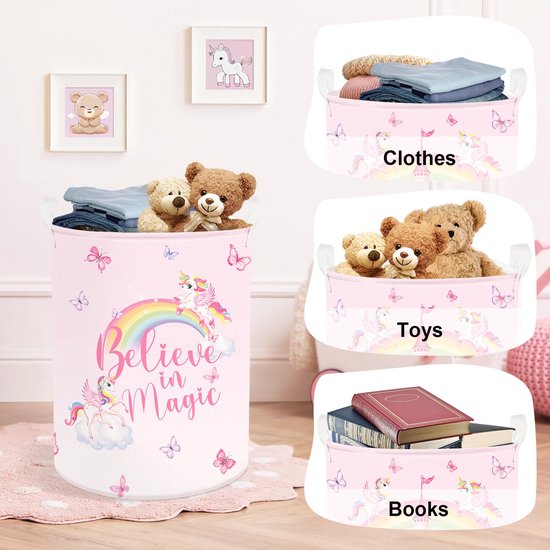 Clastyle Roze Eenhoorn Baby Wasmand Opvouwbare