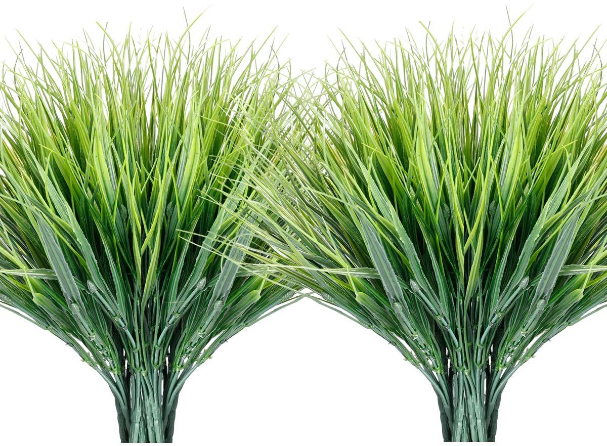 Unyqoos Kunstmatige Groene Decoratieve Plantenbundels voor Binnen- en Buitengebruik, UV-bestendig en Onderhoudsvrij 1-groen gras