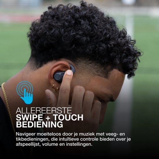 JLab JBuds Sport ANC 4 Draadloze oordopjes – Oortjes Draadloos - Hybrid Active Noise Cancelling - 60 Uur Afspeeltijd - IP66 Waterbestendig - Aanpasbare EQ3 instellingen - Bluetooth multipoint - Hardlopen - Zwart