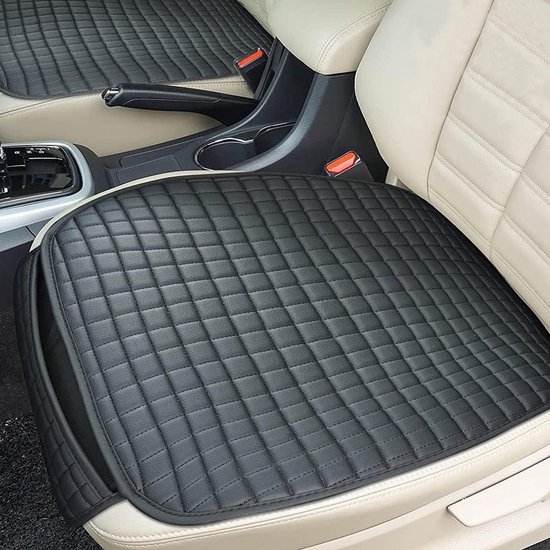 Famanu - Waterdicht autostoelkussen, 2 stuks, universele stoelkussens voor voorstoelen, autostoelbescherming, krasbestendig, autostoelbekleding, antislip, PU-leer, zwart