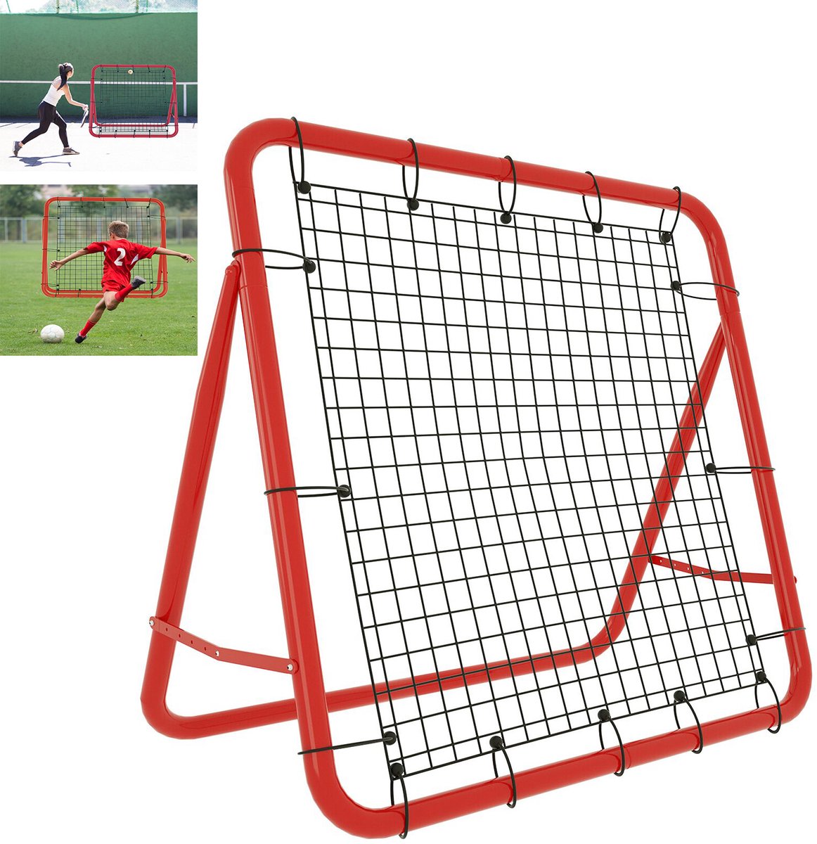 Opvouwbare Prellwand 100cm - Reboundnet voor Voetbal - Dubbelzijdig (Rood)