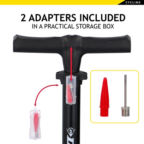 Dunlop Fietspomp - staande pomp voor Presta, Dunlop, Schrader ventiel - 12 bar