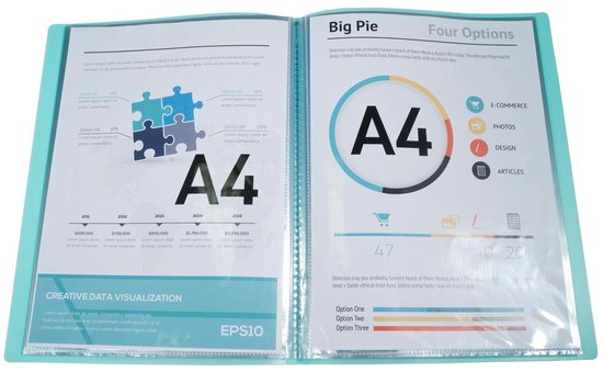 Exacompta 10x Protège-documents en polypropylène semi rigide Chromaline Pastel 80 vues - A4 - Bleu pastel - 88472E