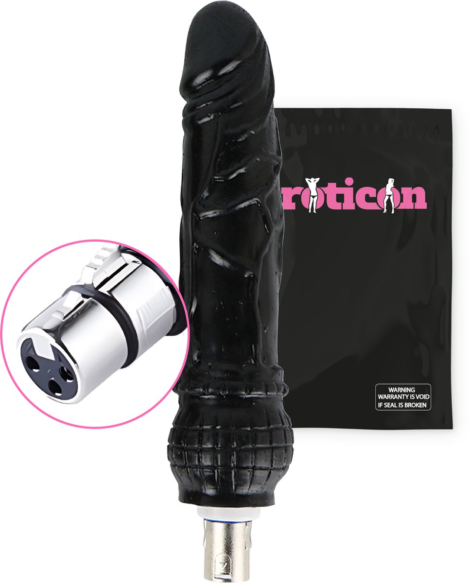 Goedkoopste Eroticon Dildo - Zwart - Voor Vagina & Anus - 20 CM inbreng - Opzetstuk voor Sexmachine - Accessoire - 3XLR opzetstuk
