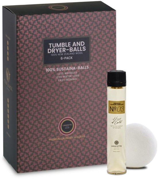 Lavayette XL Drogerballen met 25ml Wasparfum - WasdrogerBallen – Droogballen – Wasbol – 100% Nieuw-Zeelands Schapenwol – Milieu- en Diervriendelijk – 6 stuks