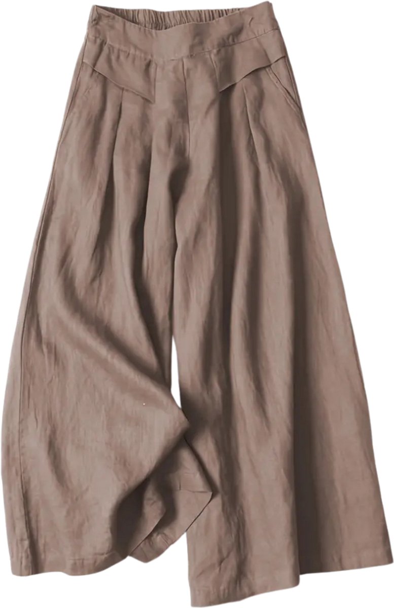 Nivard Linnen Broek Dames Zomerbroek Volwassenen Lange Broek Pantalon Strandbroek Zomer Ibiza Stijl Creme