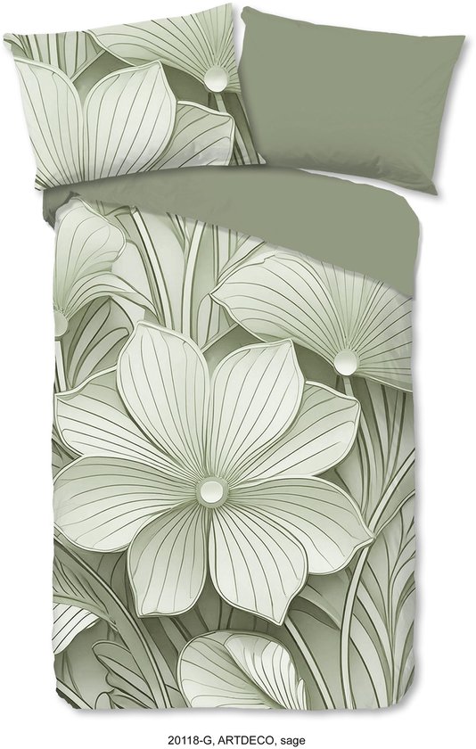 Good Morning dekbedovertrek bloemen - 2 persoons 200x200/220 cm - Groen - 100% Katoen renforce van Merkloos — afbeelding 4