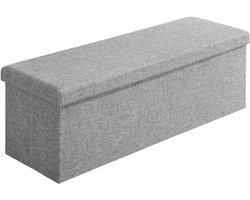 Moderne 2-in-1 Zitbank met Opbergruimte Kunstleer - 115x38x38cm - 131L Opbergbank Poef Voetenbank Grijs