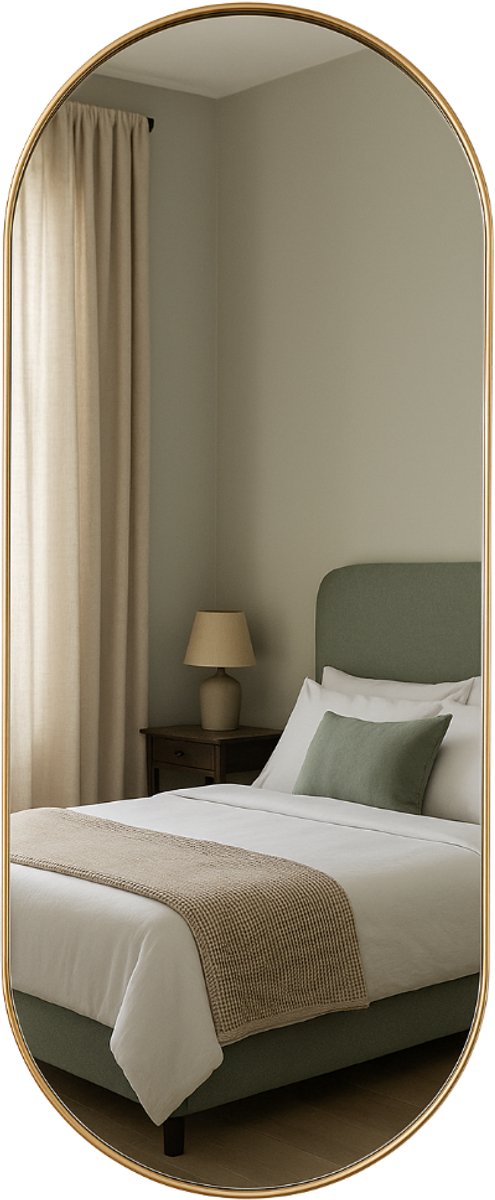 MISOU Wandspiegel - Goud - Ovale - Spiegel - Woondecoratie - Wanddecoratie - Badkamerspiegel - 72x32cm - Miroir Mural - GOLDEN