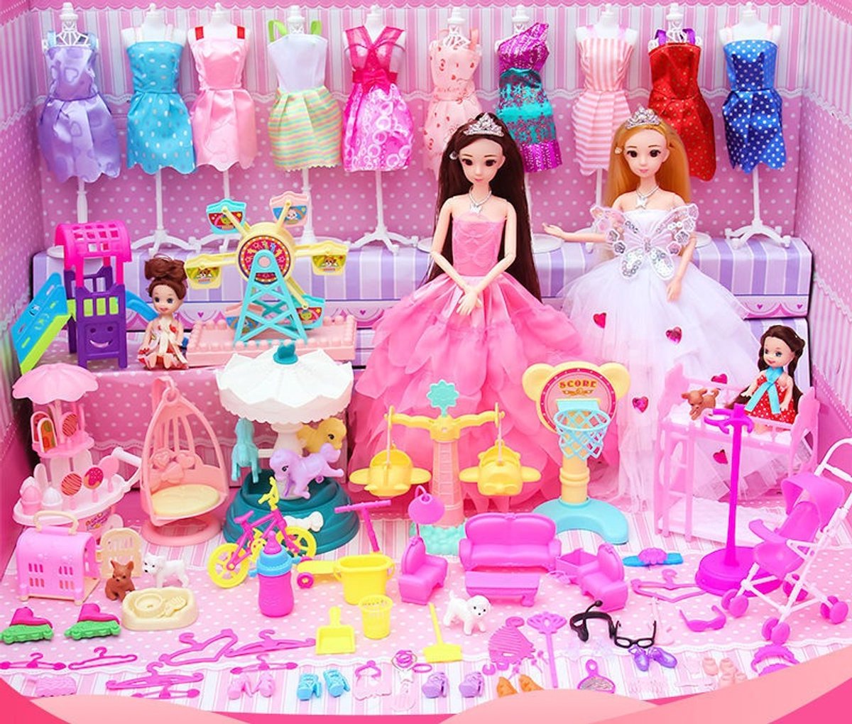 [Speelhuisparadijs] Prinsessenpoppenset/Meisjes aankleedpop/Pretparkset