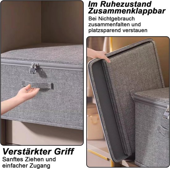 Afsluitbare opbergbox met deksel - Opvouwbare organizer met cijferslot voor kledingkast of onder het bed (30 x 20 x 14 cm) van Afabulogic — afbeelding 4