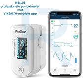 WELLUE Professionele Saturatiemeter met VIHEALTH-App - Oximeter - Hartslagmeter -  Zuurstofmeter vinger - Pulse Oximeter - OLED Scherm - Wit