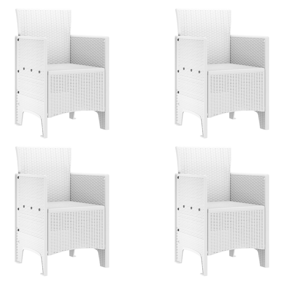 vidaXL - Tuinstoel - met - kussen - 4 - pcs - Wit - 53 - x - 49 - x - 85 - cm - Polypropyleen