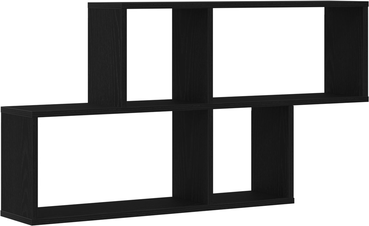 vidaXL Wandplank - Muurmontage - Zwart - Eiken - 76 - x - 15 - x - 53 - cm - Bewerkt - hout Zwart eiken