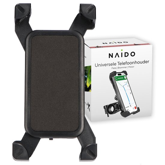 Naido® Telefoonhouder voor Fiets en Motor - 360 graden rotatie - GSM Houder Fiets - Fietshouder - Fiets Accessoires - Zwart