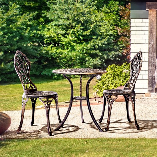 Yaheetech 3-teiliges Gartenmöbel-Set mit 2 Stühlen und 1