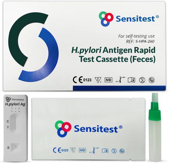 H. Pylori Sneltest – Zelftest voor Maagklachten – Binnen 10 minuten resultaat – Eenvoudig thuis te gebruiken – 1 stuk