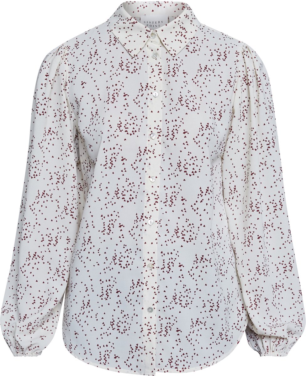 SISTERS POINT Ebbey-sh75 - Dames Blouse - Cream/heart - Maat M