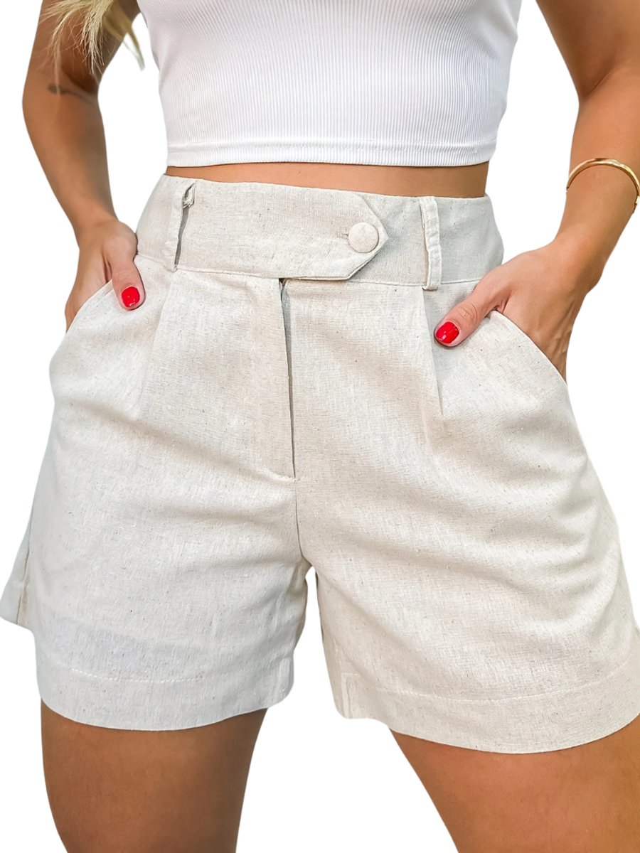 Nivard Korte Broek Dames Spijkerbroek met Zakken Volwassenen Jongens Shorts Beige