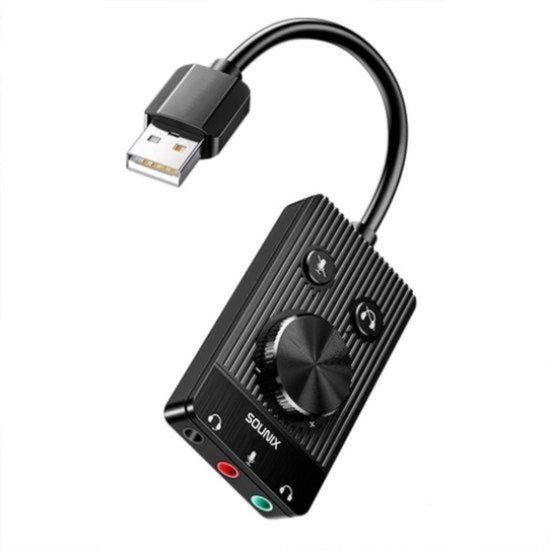 Sounix USB naar Audio Adapter - Externe geluidskaarten - 7.1 Kanaals Usb Sound Card Adapter - Zwart-USB00123