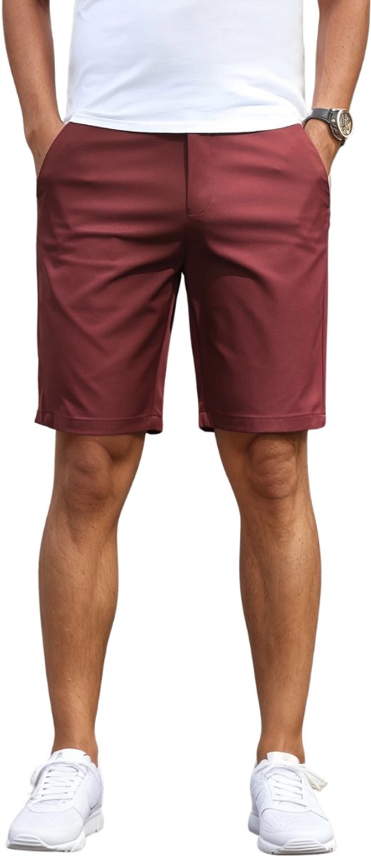 Livano Korte Broek Heren Golfbroek Spijkerbroek met Zakken Volwassenen Jongens Shorts Bordeauxrood