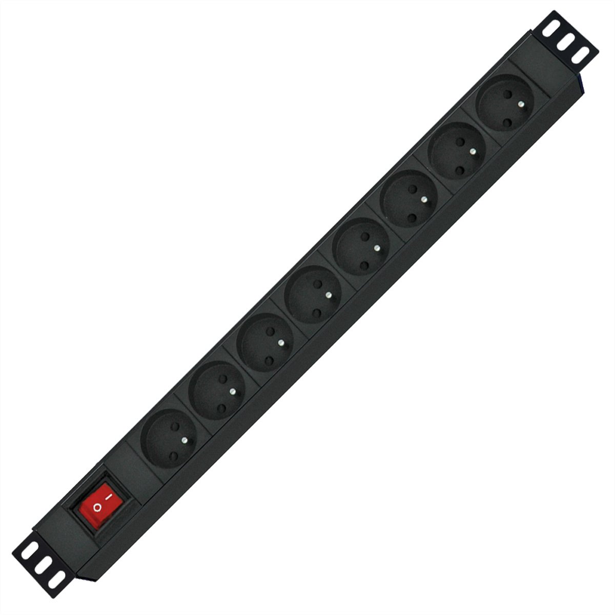ROLINE 19" stekkerdoos 8-voudig, met aan/uit schakelaar, UTE Version, zwart, 1,8 m