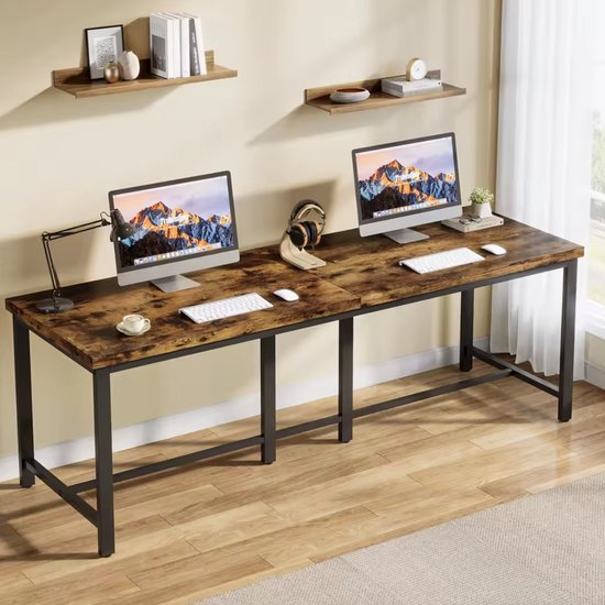 Varnox bureau – dubbel – groot – bruin – hout – metaal