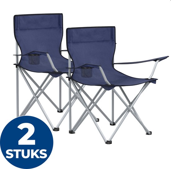 ACAZA Campingstoel - Campingstoelen Set van 2 - Strandstoel - Draagvermogen 120 kg - Klapstoel - Kampeerstoel - Vouwstoel - Camping - Strandstoel Opvouwbaar - Visstoel - Kamperen - Klapstoelen - Festival Stoel - Blauw