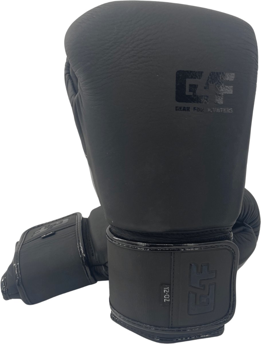 G4F - Pro 1.0 Leren Bokshandschoenen - Zwart/Zwart - 12 oz