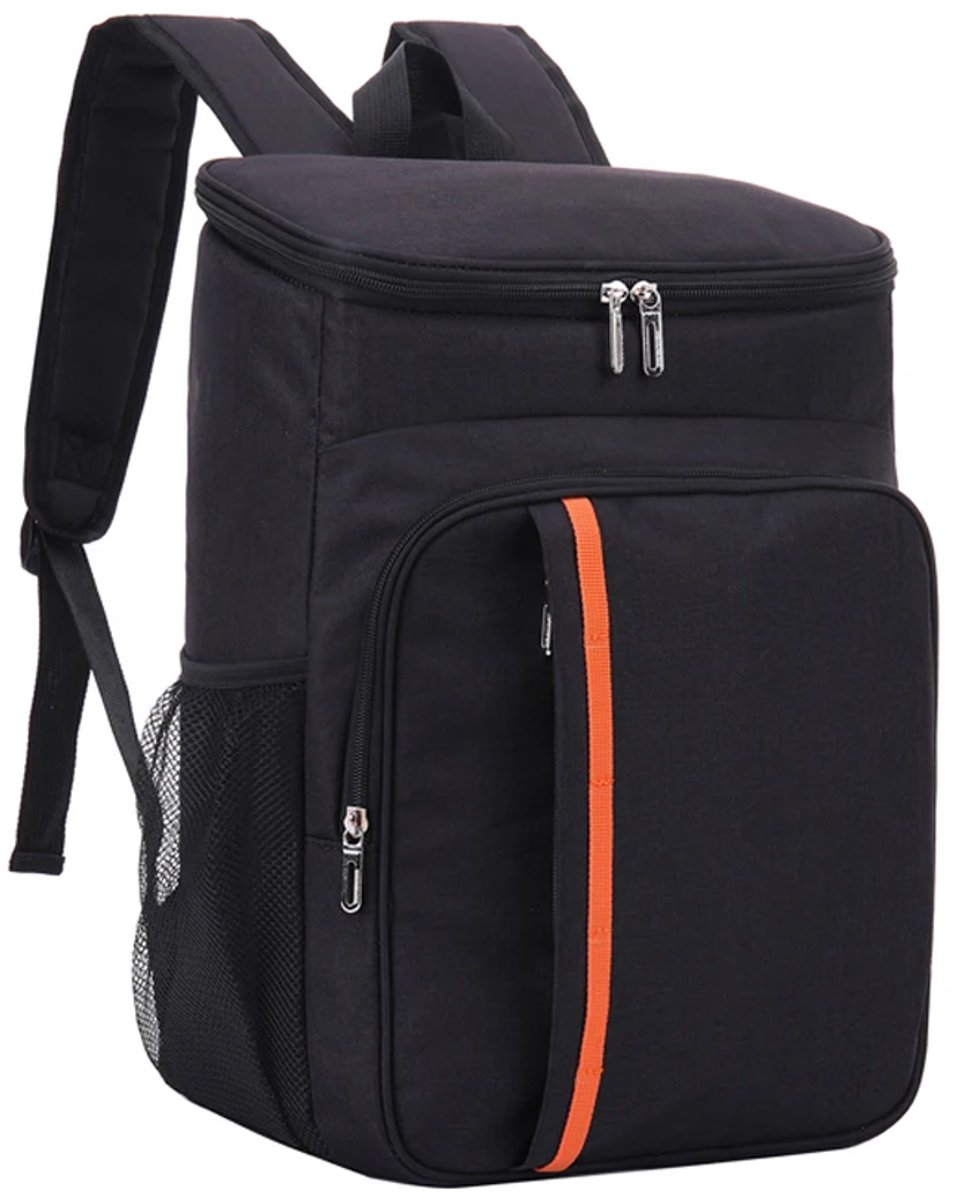 BukkitBow - Luxe Koelrugzak 20L - Met Ijsvak - Tot 12 Uur Koel - Waterdicht Oxford - Voor Picknick, Lunch & Kamperen - Zwart