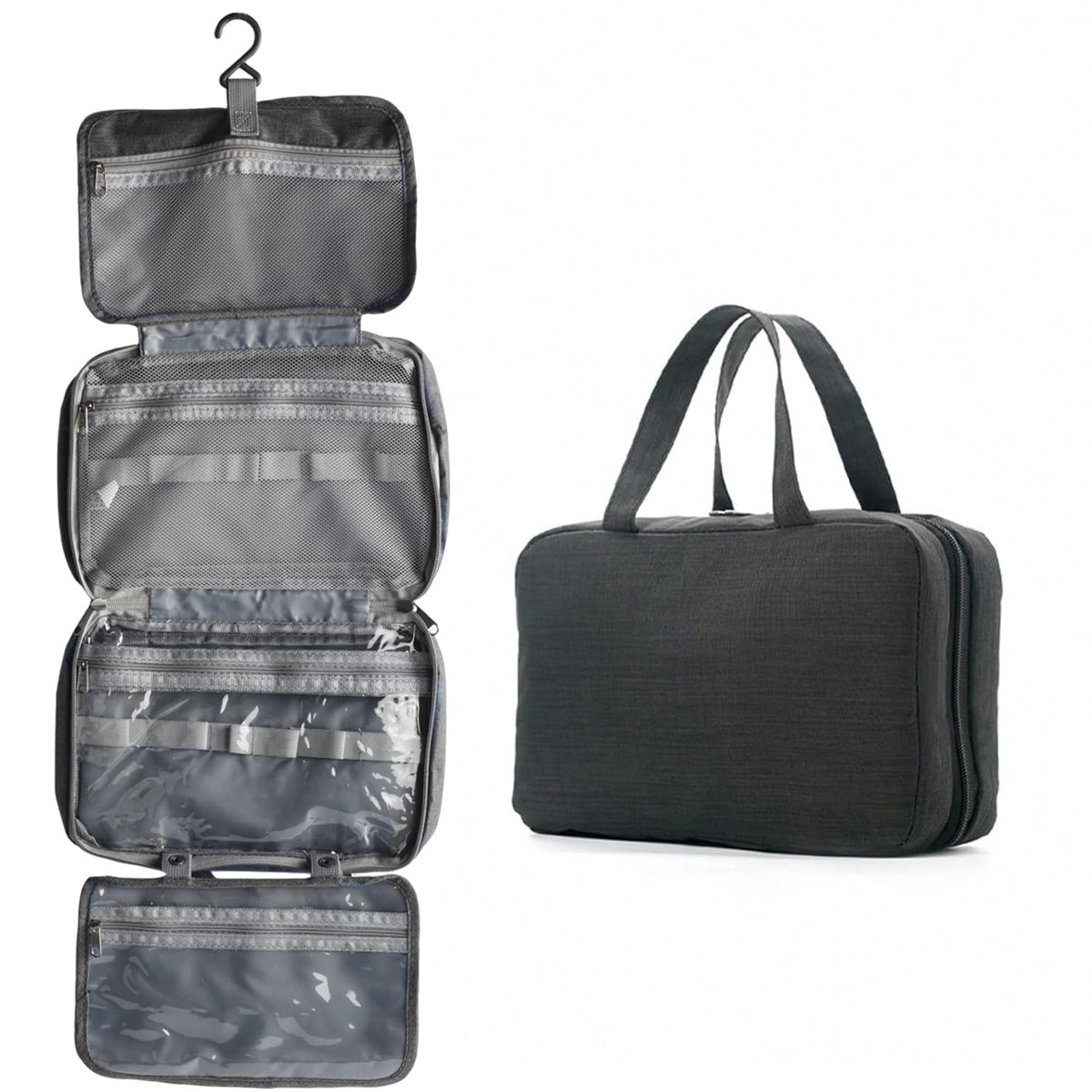 Ibenzoa® Compacte Opvouwbare Make-up Tas met Hanglus - Perfect voor Reizen en Camping