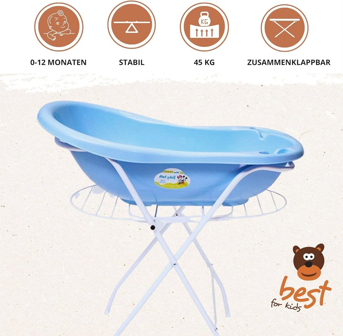 Universele standaard voor babybadkuipen 84 en 100 cm - Inklapbaar en veilig voor baby's thumbnail 5