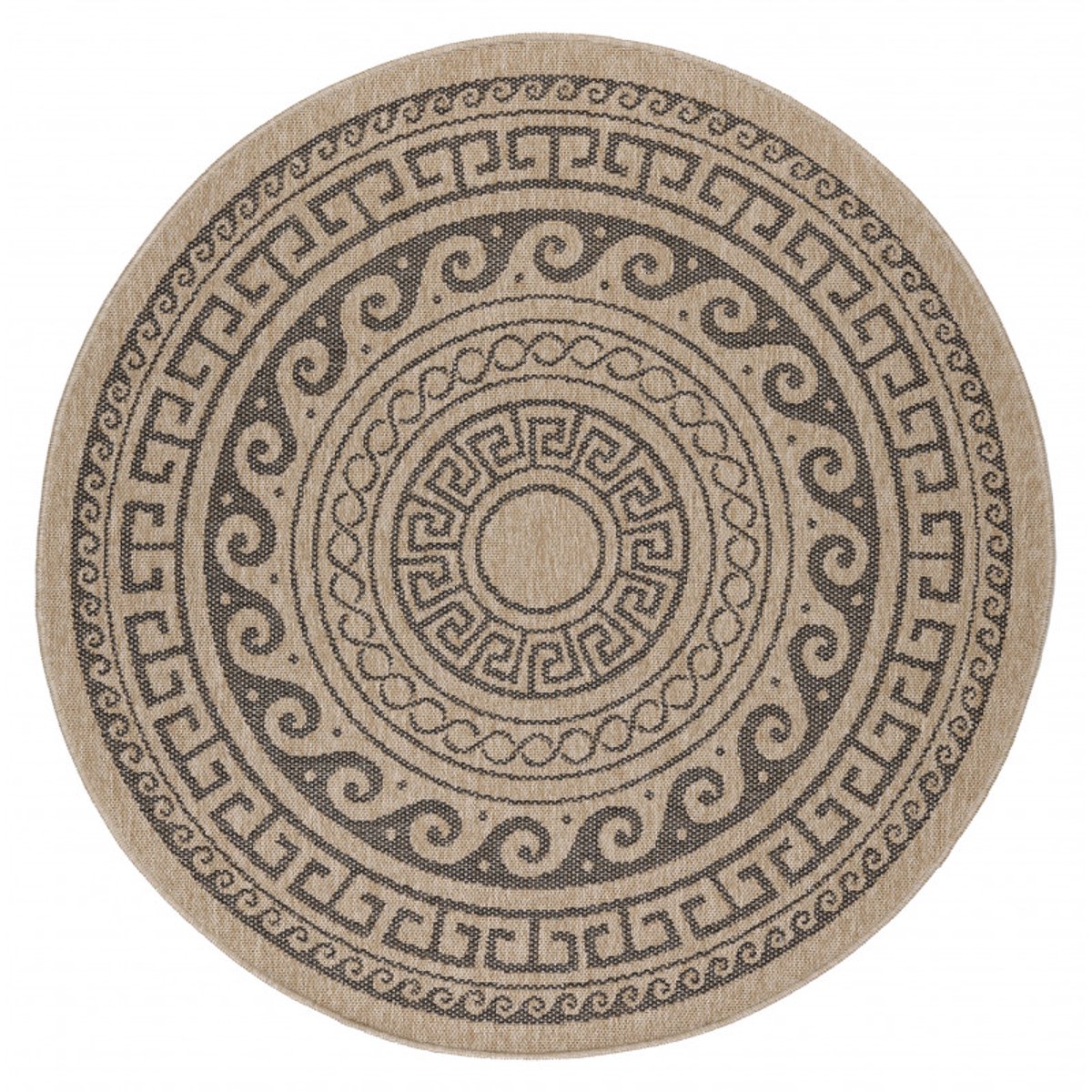Vloerkleed Comilla – Zwart – Laagpolig & Modern – Voor Binnen & Buiten – 200x200 cm rond