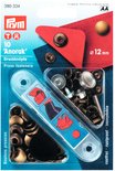 Boutons-pression Prym Anorak, 12mm, laiton vieilli. Avec illustrations d'applications.